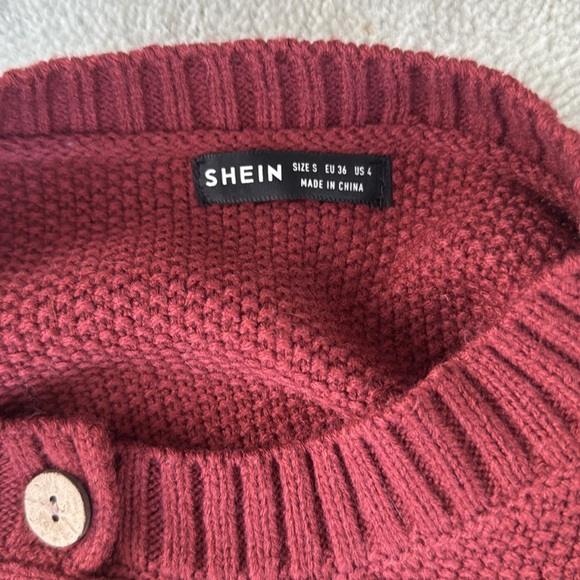 Dark red button up sweater size S - Picture 3 of 4